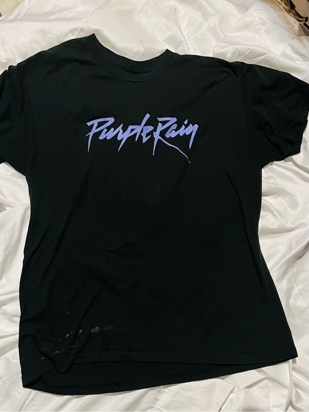 Prince Black Purple Rain T-Shirt Purple Logo Men’s L some flaws